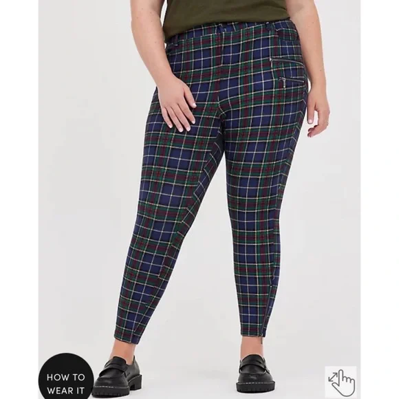 NWT TORRID Zip Skinny Pant - Luxe Ponte Tartan Plaid - Picture 2 of 6